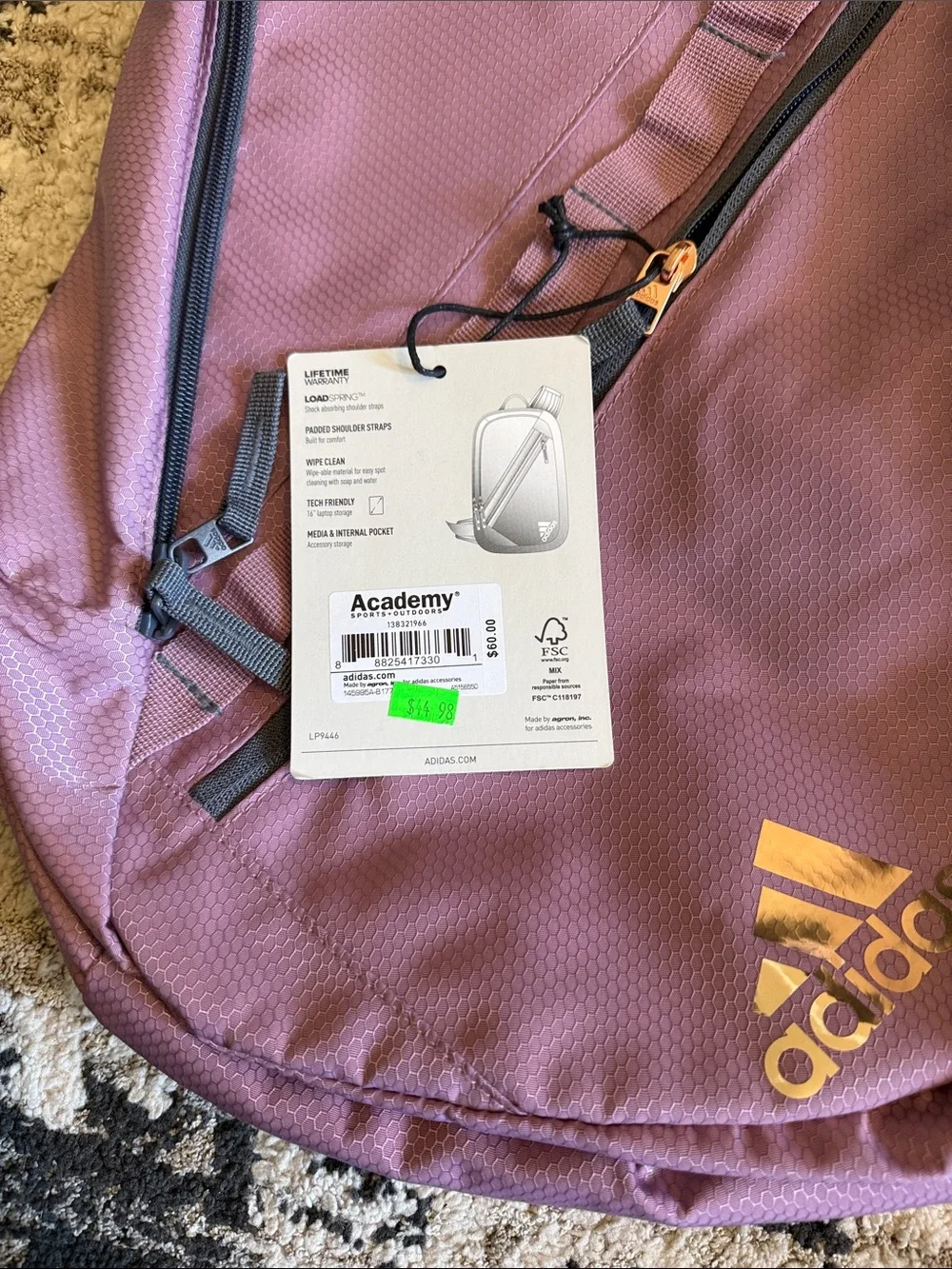 adidas Mauve/Purple Everyday 1 Shoulder Backpack